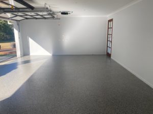 Triple garage epoxy floor coating Biscuit finish