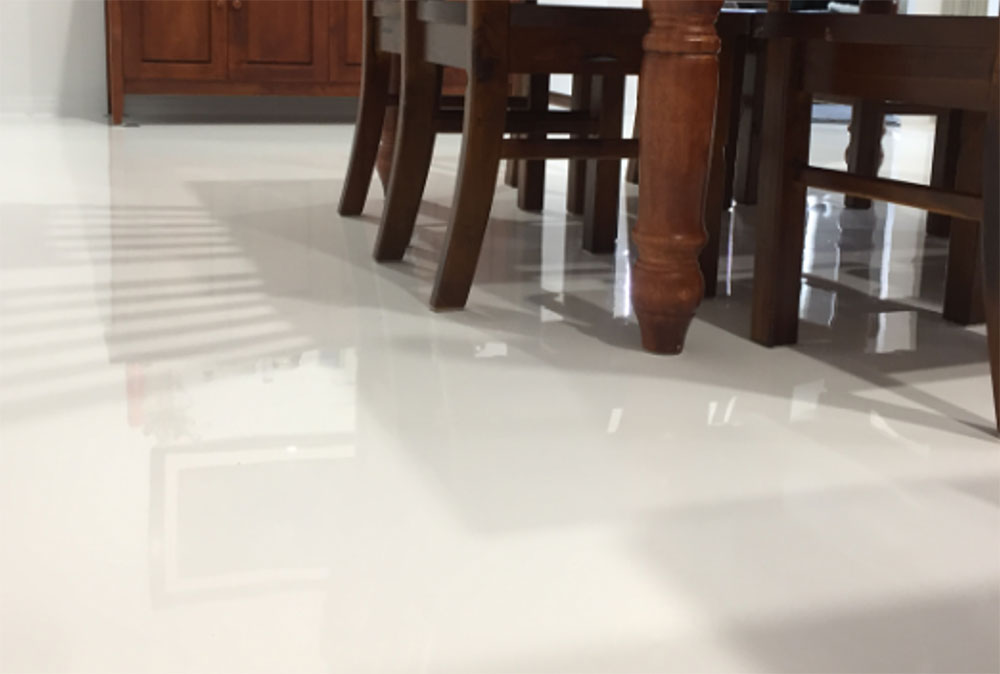 white epoxy floor